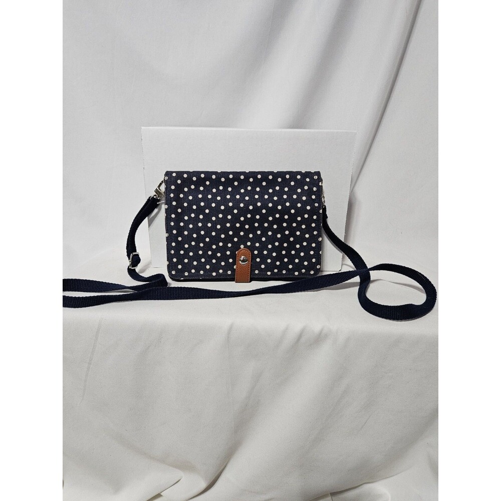 Thirty-One 31 Crossbody Clutch Purse Dancing Dot Navy Blue Adj/Removable Strap